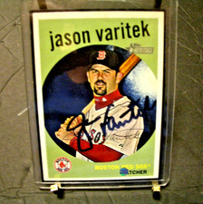 Jason Varitek - 2008 Topps Heritage Card # 388 - Autograph