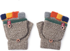 Kids Winter Gloves, Warm Knitted Convertible Fingerless Gloves for Baby Boy Girl