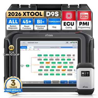 XTOOL D9S V2.0 OBD2 Coding Scanner Diagnostic Tool Key Programmer 45+Functions