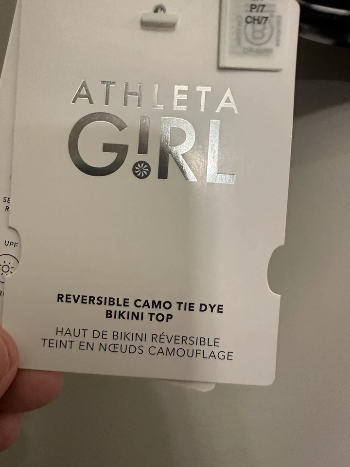 Athleta Girl Reversible Camo Bikini Top Black/White Size 7 - Image 3 of 4