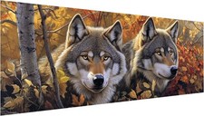 5D Large Diamond Art Kits for Adults Wolves, DIY Diamond Painting Art Animal ...