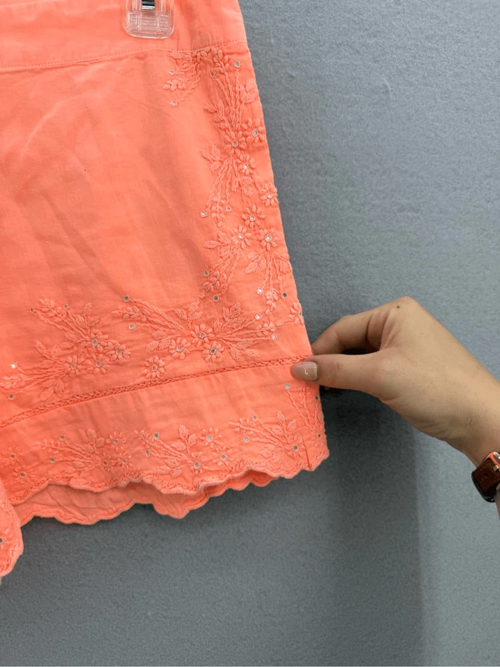 Шорты женские Juliet Dunn London оранжевые тональная ручная вышивка высокая талия размер 6 - Изображение 2 из 4