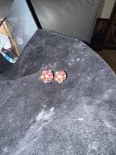 Vintage 1950s Red Beaded Flower Cluster Clip-On Earrings