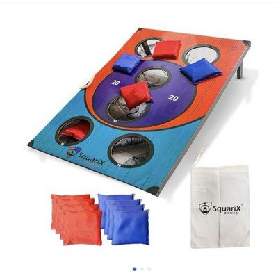 Squarix Cornhole Arcade Board Set 3x2 ft Skee Ball Theme w/ 8 Bean Bags