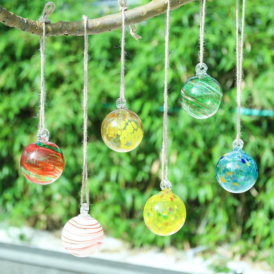 Bola de jardim suspensa, bola de bruxa de vidro soprado à mão para jardim externo Dé... - Imagem 3 de 4