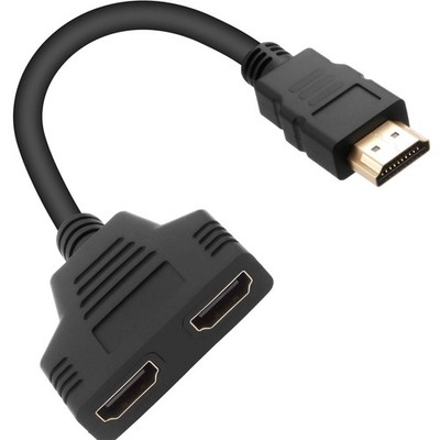 HDMI Splitter Adapter 1 in 2 Out Kabel 1080P Verteiler Stecker Buchse