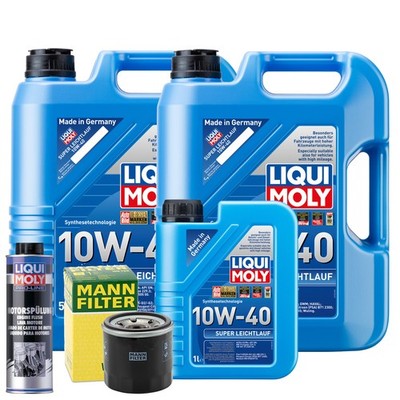 Motoröl 10W40 LIQUI MOLY Super Leichtlauf 11L +MANN Ölfilter +Spülung