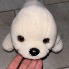 Vintage 1980s Sea World White Seal Pup Plush Baby Seal Stuffed Animal 14  