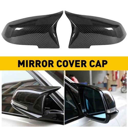Pair Carbon Fiber Door Mirror Cover Caps For BMW 1/2/3/4 Series F20 F21 F30 F32
