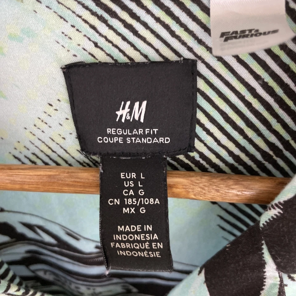 H&M Viscose Shirt Mens Large Standard Fit Multicolor Short Sleeve Fast & Furious - Image 3 of 4