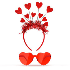 Valentines Day Heart Headbands and Heart Shape Sunglasses for Halloween Holiday