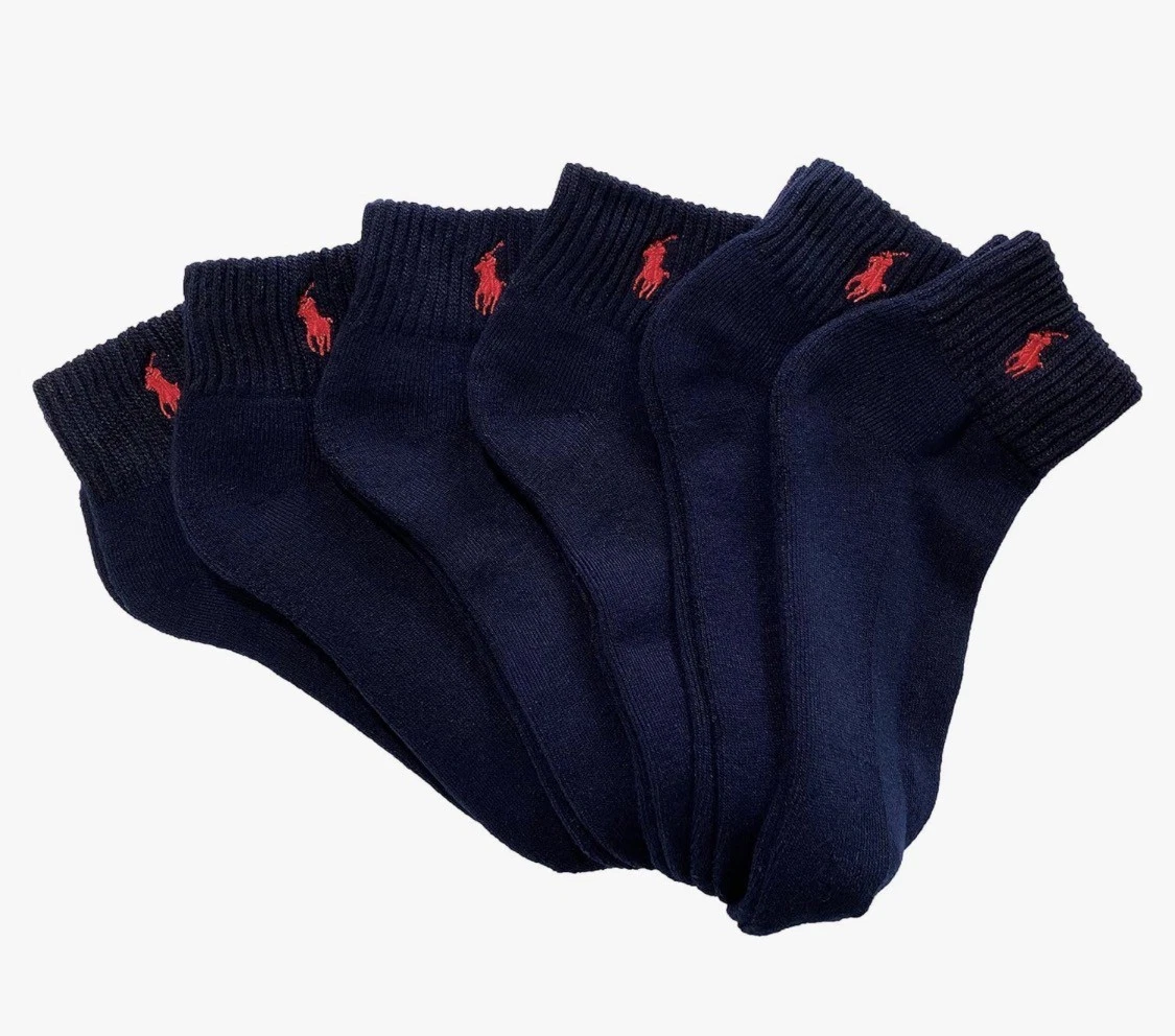 Polo Ralph Lauren Classic Sport QUARTER Socks Men's Size 9-13 6-Pack