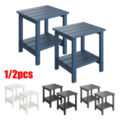 #ad #ad 2 Tier Outdoor Side Table Patio End Table Storage 18quot; HDPE All Weather Resistant $58.49