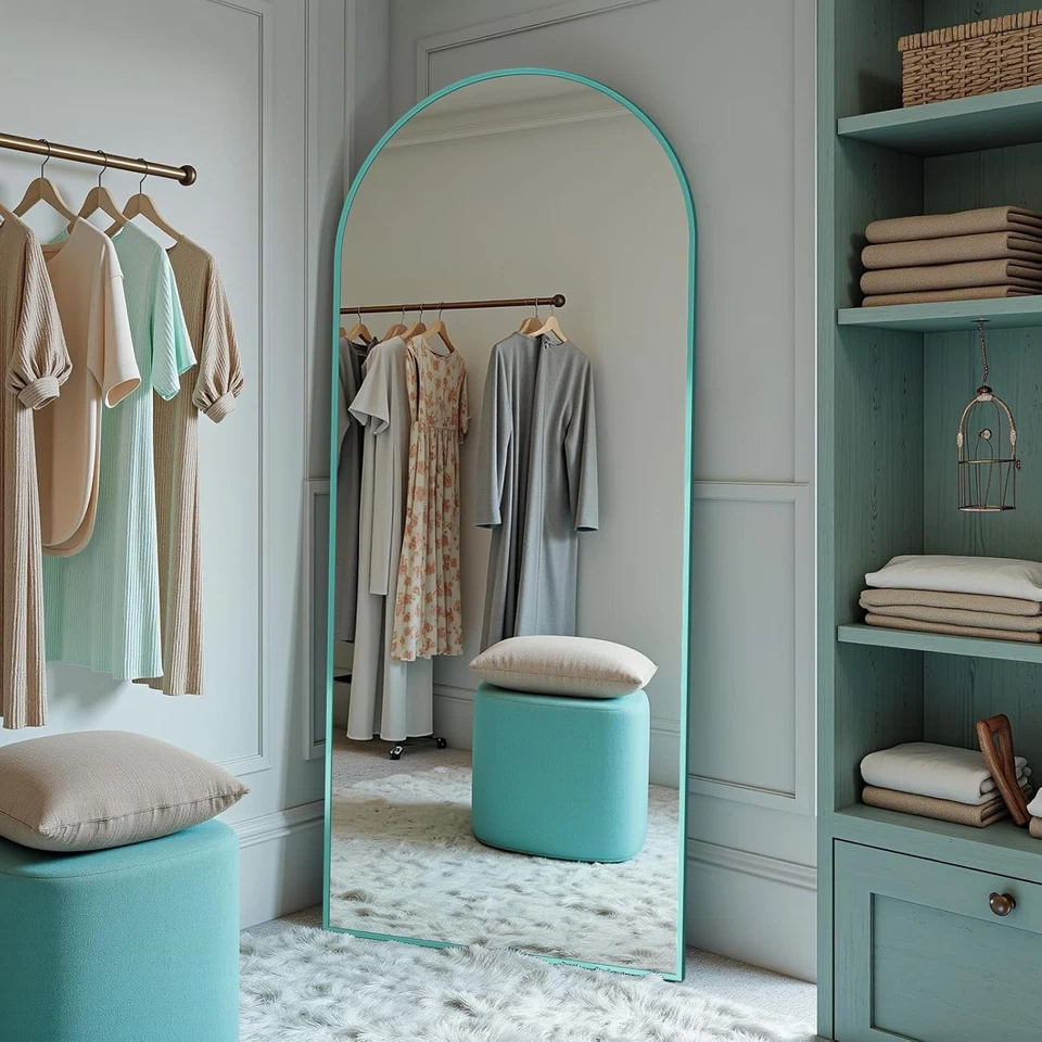 Furnbar Arched full length mirror for christmas gift 58''x18'' Blue - Image 2 of 4