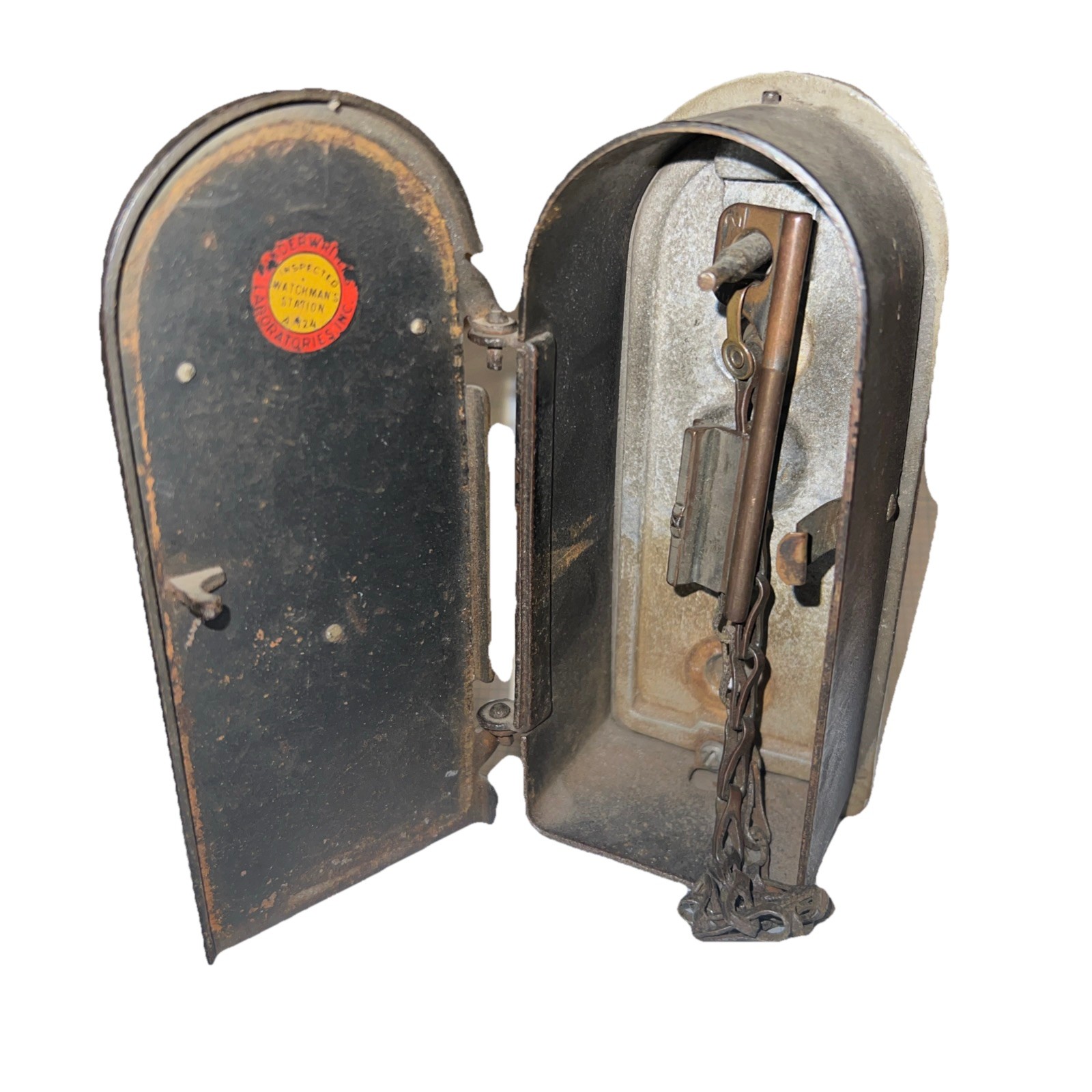 Vintage DETEX Watch Clock Corp Watchman’s Station Box #16 w/ #16 Key on Chain