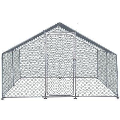 10x10ft Walk-in Chicken Coop Run Metal Poultry Cage Waterproof Cover for Garden