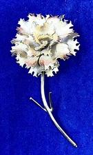 VTG Giovanni Carnation Flower Pin Brooch Gold Tone Layered 3D Fashion 3.5"