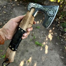 Custom Handmade Viking Axe Carbon Hatchet, Steel Axe, Bearded Axe With Sheath