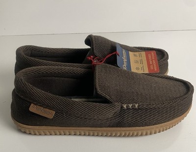 NEW Dearfoams Cozy Comfort Men s Herringbone Moccasin Slippers, Size Small 7-8