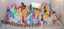Vintage Plastic Indians Cowboys Horses Wagon Accessories - Lot of 57