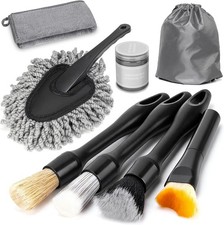 8PCS Car Detailing Brush Set, Interior Car Cleaning Kit with Dash Duster, 4 Deta