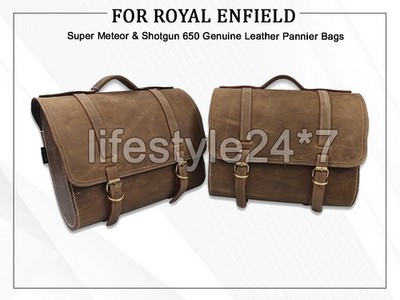 Echtleder Gepäckträgertaschen D3 für Royal Enfield Super Meteor & Shotgun 650