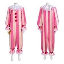 Clown Cosplay Costume Horror Pink Outfit Halloween Carnival Party Disguise outfi