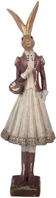 Clayre & Eef 6PR6002 Kaninchen-Dekoration Gold mit Rot 10x9x32 cm