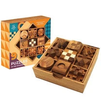 9 in 1 Wooden Brain Teaser Puzzles Box Set for Adults Teens and Kids, Mind Games