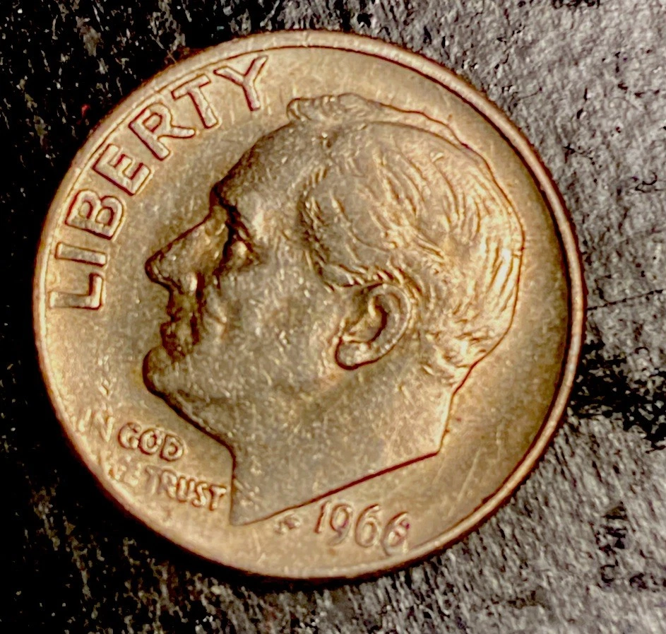 1966 Dime No Min Mark Major Striking Errors Only Sa In God And Reverse Side Str - Image 2 of 4