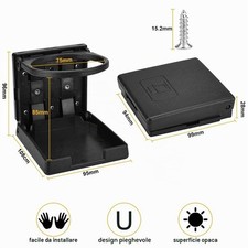 Portabicchieri Pieghevole Regolabile per Auto 2 Pezzi Supporto Universale per Be - Miniatura 2