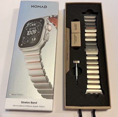 NOMAD Stratos Band 45mm/46mm/49mm Apple Watch Ultra Orange /Natural Titanium