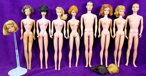 8 FIXER Doll LOT Vintage BARBIE LH Blond AG Ponytail BUBBLECUT FQ Wigs KEN BIN