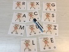Monkey Uppercase Lowercase Alphabet match- Dry Erase Laminated Activity Cards