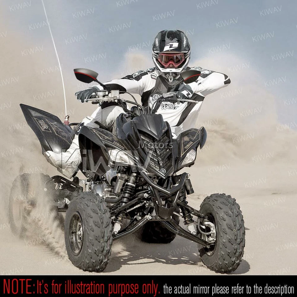 KiWAV black mirrors with Redline with bar black clip 7/8" 22mm for ATV ε - Image 3 of 4