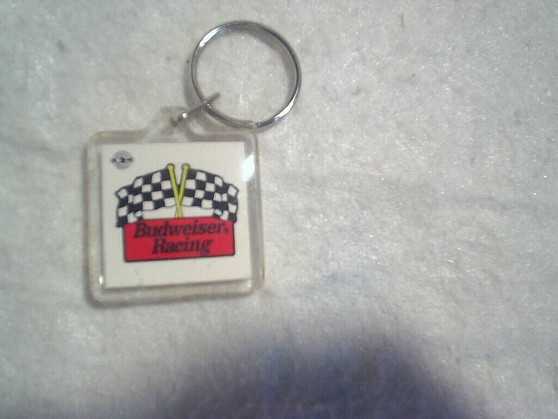 BUDWEISER BEER RACING KEYCHAIN,checkered flags,Official Budweiser Product