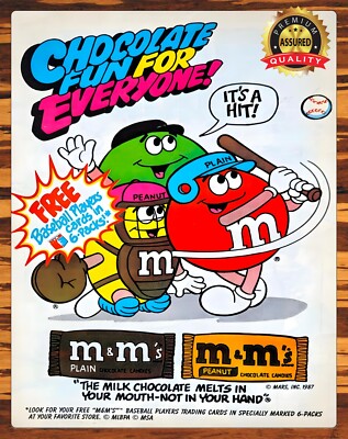 絵画 M&M M&M's - Chocolate Fun For Everyone! - 1987 - Rare - Metal Sign 11