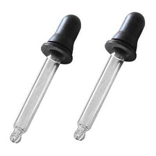 2 x Eye Dropper Clear Glass Pipette - Angled for Eye / Ear First Aid Use