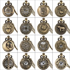 Small Boy Girl Quartz Pocket Watches with Sweater Chain Steampunk Bronze Gifts