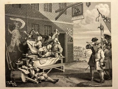 ENGLAND HUMOR CARICATURE 1833 WILLIAM HOGARTH ANTIK STAHLSTICH ENGRAVING 62 - Bild 1 von 4