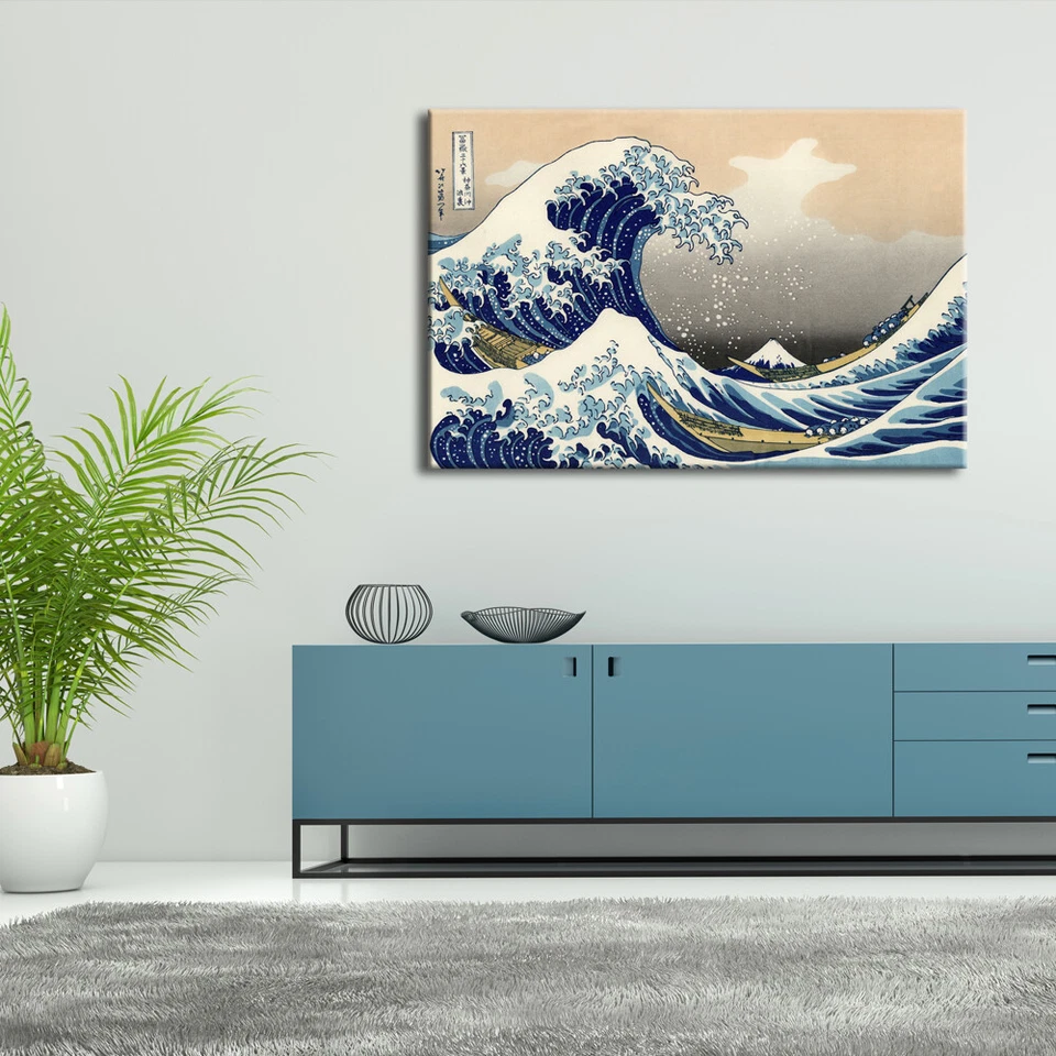 Abstract Canvas Print Painting Pic Home Wall Art Decor Blue Seascape Framed - Image 2 of 4
