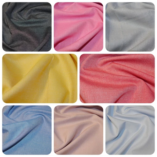 Plain Chambray Fabric Yarn Dyed 100% Cotton Material - 144cm Wide - OekoTex