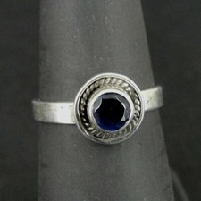 Ring Silver Purple Round Faceted Stone Sterling 925 Size 6 Ring Band