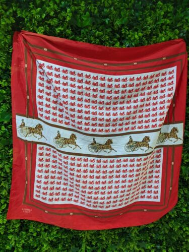 VINTAGE HERMES PARIS SCARF 35" HORSE AND CARRIAGE… - image 1