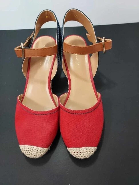 Tommy Hilfiger Sandalia Roja Cuña Correa al Tobillo Hebilla Mujer 11M Foto 2 de 4