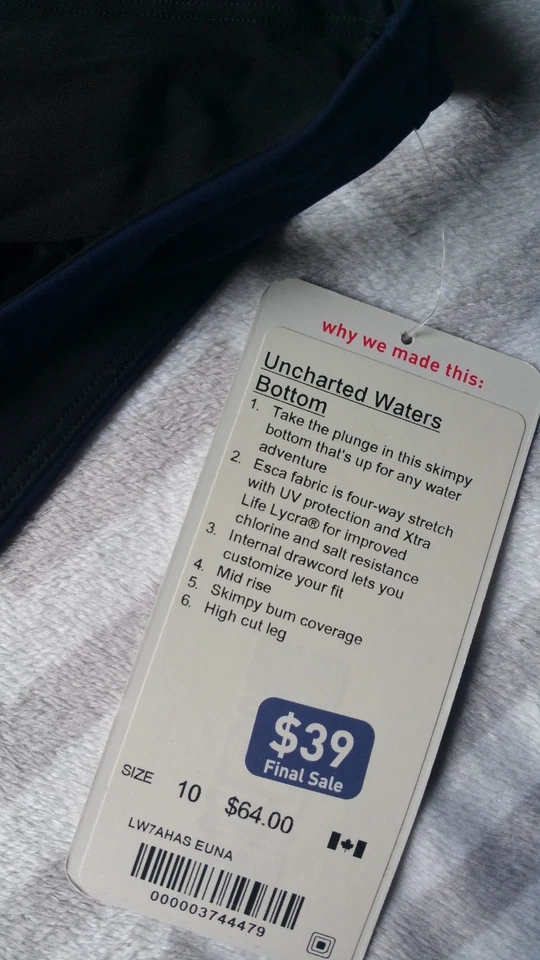 NWT Lululemon sz 10 Unchartered Waters Bottom EUNA Euro Navy swim surf high cut - Image 3 of 4