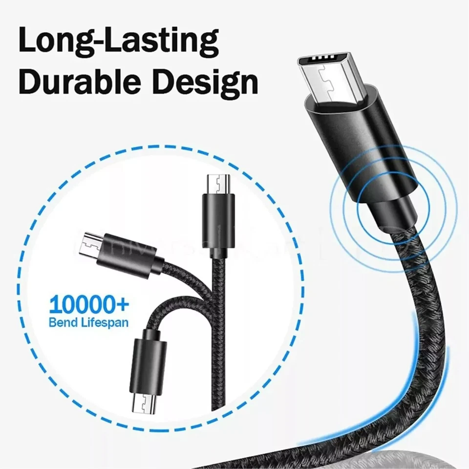 2 M Micro USB Cable Charger Lead For Samsung Galaxy Mobile Android Tablet Kindle - Image 3 of 4