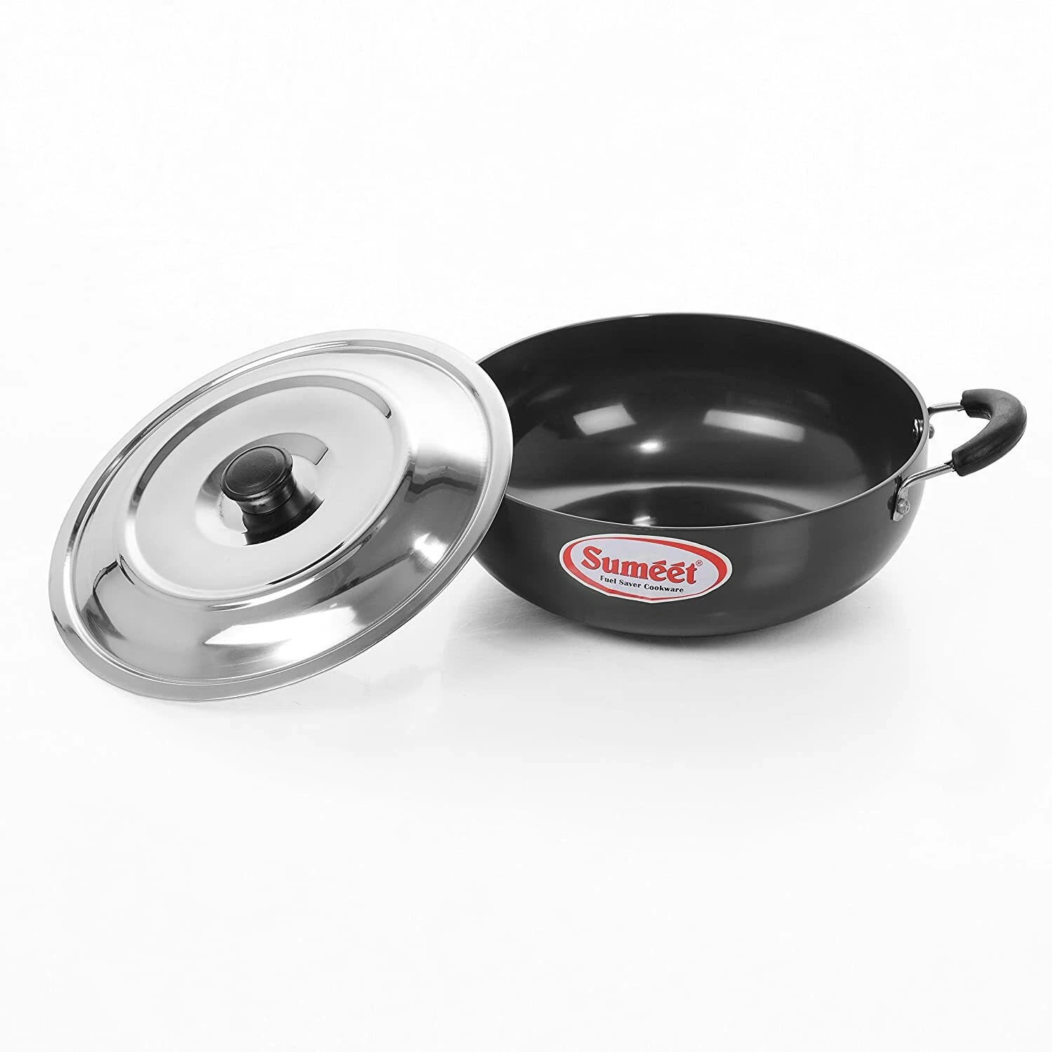 Hard Anodized Aluminium Deep Kadhai Wok with SS Lid- 1.5 litre
Opens in a new window or tab