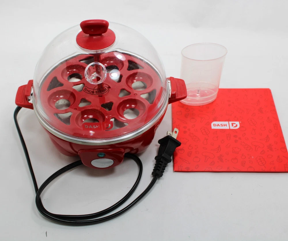 DASH Rapid Red Egg Cooker for 6 Eggs with Box and Inserts in Excellent Condition