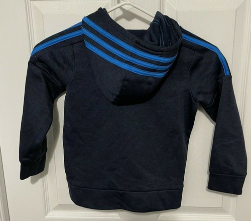 ADIDAS Boys Full Zip Hooded Track Jacket Size 6 EUC Blue - Picture 4 of 4